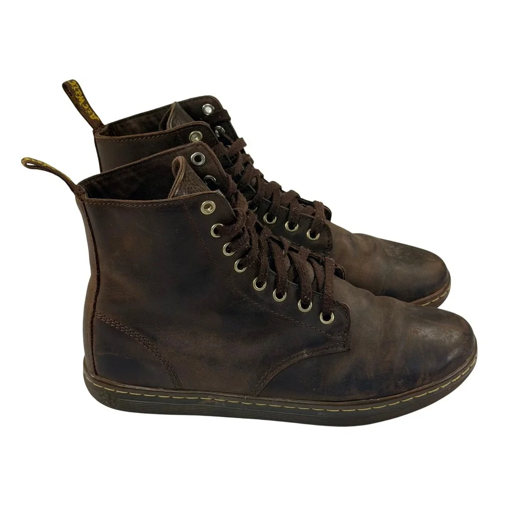 Dr. Martens Tobias Boots Mens 9 Womens 10 Brown Leather Lace Up Combat AW004